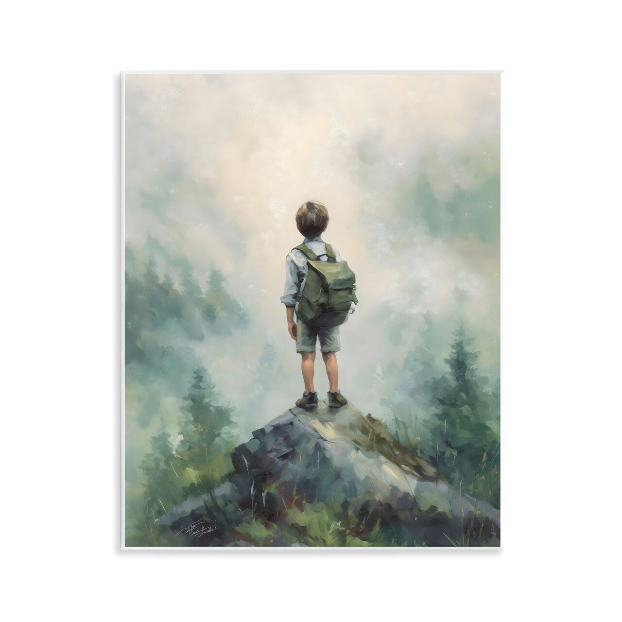 Stupell Industries Boy Adventurer Atop Mountain Wall Plaque, design by Arlington Prints